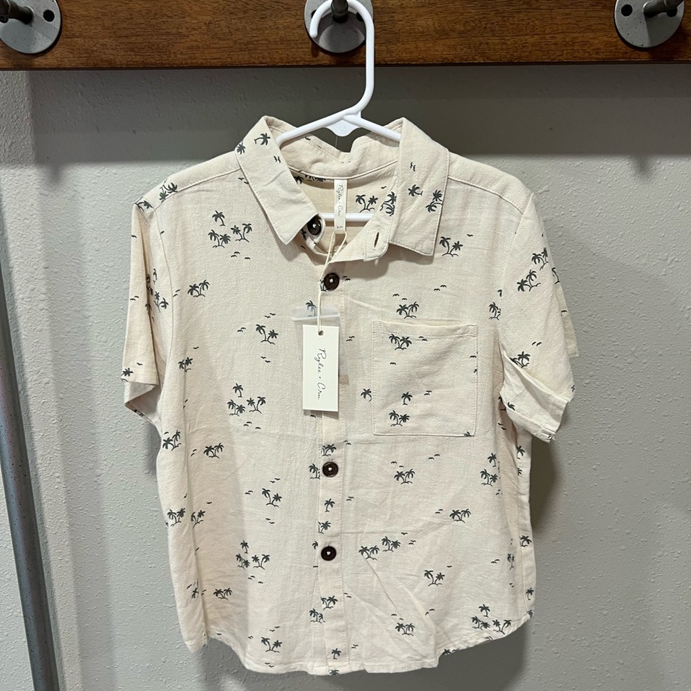 NWT Rylee + Cru Boys palm tree button up Size 6-7